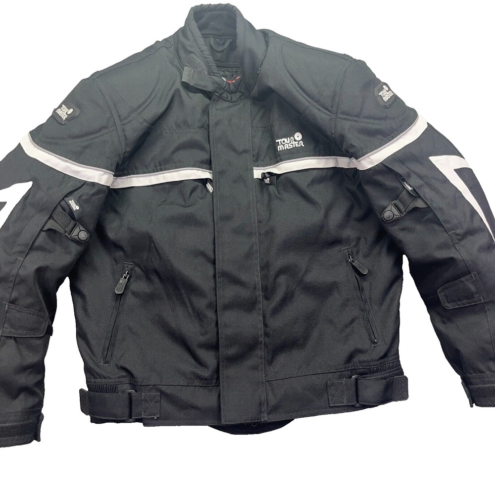 Tour Master Jett‎ Biker Padded Jacket Black Mens S 40 Phoslite Rainguard Carbole